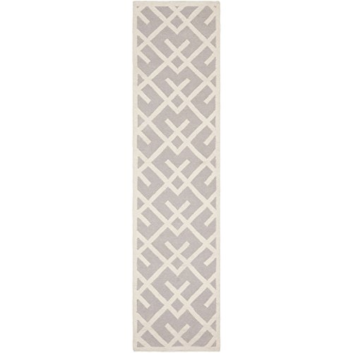 Safavieh Dhurries Collection DHU552G Hand Woven Grey and Ivory Premium Wool Runner (2'6" x 10')