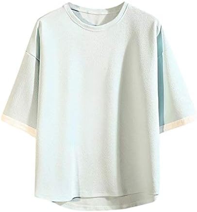 Kalinyer Men's Japanese Loose Large Size Short Sleeve T-Shirt Men's Casual Plus Size Loose Solid O-Neck T Shirts Tops Blouse