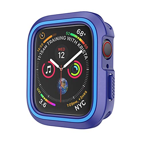Compatible Apple Watch Case 44mm Series 4 Series 5, Shockproof and Shatter-Resistant Protective Bumper Cover iwatch Case, Dark Blue & Blue