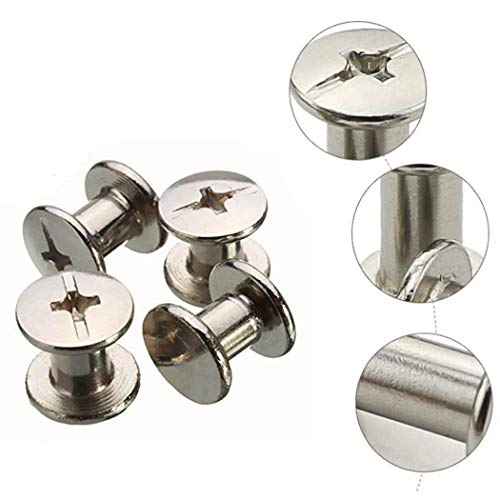 Chicago Screws Assorted Kit 1/3 Inch Screw Posts Nail Rivet Chicago Button for Bags Belts Leather Bracelets Shoes Bookbinding Document Slotted Flat Head Stud Screw(80 Pieces)