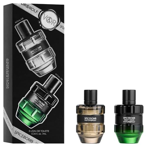 Viktor&Rolf - Spicebomb Men's Cologne Travel Size Set ($50 Value) - Spicebomb Eau de Toilette & Nightvision Eau de Toilette - 0.2 Fl Oz Each Mini Size