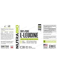 nutrabio 100% puro l-leucine 1600 mg – 240 Cápsulas de verduras