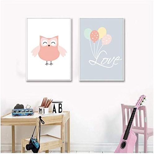 Lienzo Pintura Búho Amor Globo Decoración de cuarto de niños Arte de