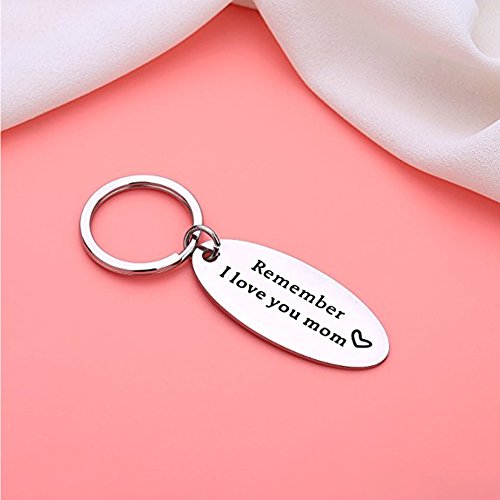 Dukars Remember I Love You Mom Premium Stainless Steel Cuff Bangle Bracelet,Jewelry Gifts for Mom from Daughter Son (2 Pack Keychain)
