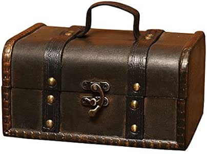 SODIAL Cofre del Tesoro Retro Caja de Almacenamiento de Madera Vintage