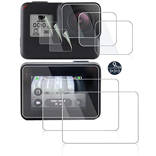 Screen Protector Compatible for GoPro Hero 8 Black Action Camera,debous Waterproof Tempered Glass LCD+Lens Screen Srotector Hard Protective + Pet Clera Smaller Protector Film Shield Cover (9pcs)