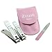 Nail Clippers by Zizzili Basics - 3 Piece Nail Clipper Set - Stainless Steel Fingernail & Toenail Clippers with Nail File & Bonus Pink Carry Case - Best Nail Care for Manicure, Pedicure, Home & Travel
