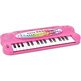 aPerfectLife Child Keyboard, 32 Keys Multifunction Electronic Kids Piano Keyboard Musial Instrument for Kids with Microphone (Pink)