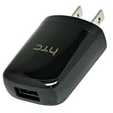 HTC U250 USB AC Travel Charger Adapter Power Plug for Smartphones - Non-Retail Packaging - Black