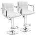 Homall Modern PU Leather Swivel Adjustable Barstools,Synthetic Leather Hydraulic Counter Stools Square Height Bar Stool with Arms Set of 2 (White)