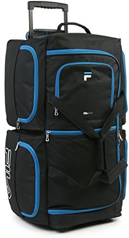 Fila 7-Pocket Large Rolling Duffel Bag, Black/Blue, One Size 8 Fila 7-Pocket Large Rolling Duffel Bag, Black/Blue, One Size