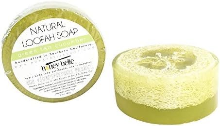 Luffa Soap Bar Natural Exfoliating Green Tea Cucumber Body Cleansing Loofah Soap Bar - Body Soap &amp; Scrub Luffa Treatment - By Honey Belle