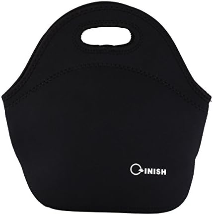 QINISH Neoprene Lunch bags Reusable Insulated Lunch Tote Boxes for Women Men Adults Kids(Black)