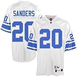 Barry Sanders Detroit Lions White NFL Premier Throwback Jersey