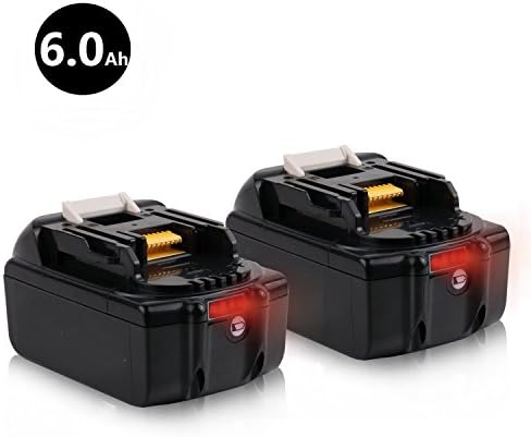 Sytechz 2Pack 18V 6.0Ah Lithium-Ion Battery with LED Indicator for Makita BL1860B BL1860-2 BL1830 BL1840 BL1850 LXT-400 194204-5 Cordless Power Tools