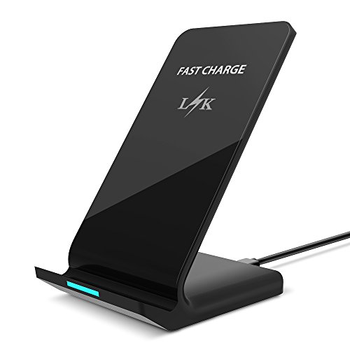 Wireless Charger, LK Qi Fast Wireless Charging Pad Stand for iPhone X / 8 / 8 Plus, Samsung Galaxy S9 / S9 Plus / Note 8 / S8 / S8 Plus, All Oi-Enabled Devices [No AC Adapter]