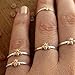 Dolland Cute Gold Tiny Honey Bee Ring Jewelry for Women Wedding Band Thin Finger Ring,#6