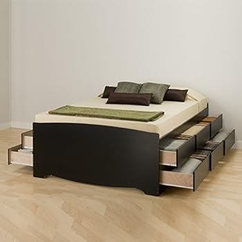 Amazon Com Queen Platform Bed With 4 Drawers Kitchen Dining
