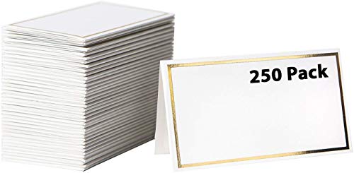 【250 Pack】 Place Cards -Elegant Name Cards with Gold Foil Borders -Perfect For Wedding, Business Event -Table Name Cards, Table Tent Cards, Seating Cards, Wedding Name Cards 2 x 3.5 inch [Pack of 250] - Thumbnail 4