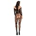 Aeakey Women's Sexy Fishnet Bodystocking Hollow Out Lingerie Stretch Open Front Underwear (black3)