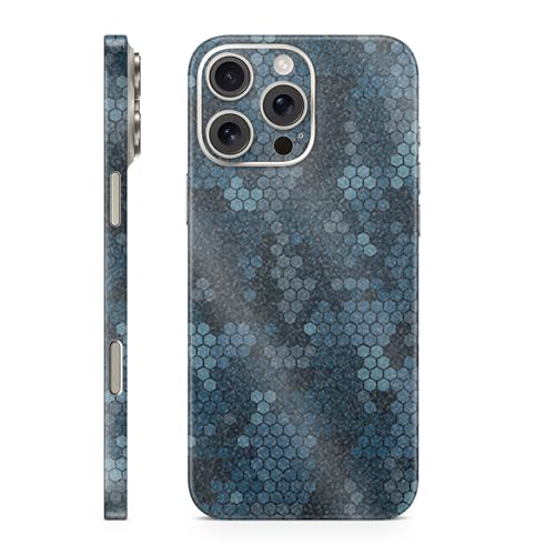 Glossy Glitter Phone Skin Compatible with Apple iPhone 16 Pro Max - Blue Hexa C…