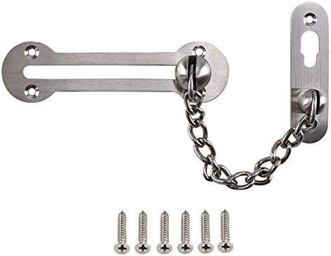Door Chain Lock, Dayree 304 Stainless Steel Casting Door Security latch Heavy Duty Door Chain Guard for Inside Door Home Office Bathroom Toilet Sliver with Free Screws