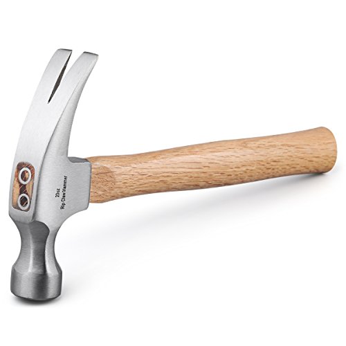 Hampous 20OZ Rip Claw Hammer (All-Purpose) Drop Forge Head, Strong Wooden Handle | Carpentry, Woodworking, DIY Jobs, Nail Puller | Light, Heavy-Duty Construction