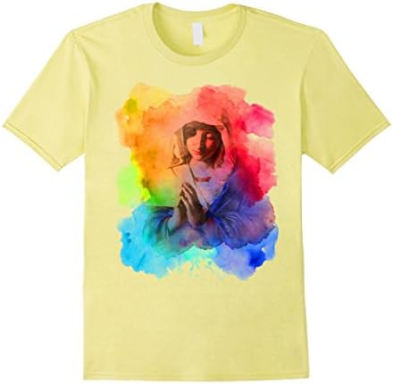 Mens The Madonna Tshirt - Holy Virgin Mary Shirt Watercolor 2XL Lemon