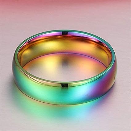 Zeagro Hämatit Titanstahl Regenbogenfarben Bunte Ringe Verlobungsring Ehering Schmuck Größe 9