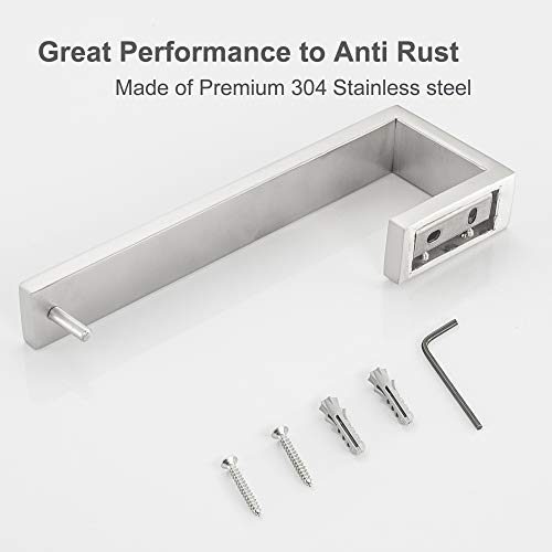 Nolimas Bathroom Hardware Towel Bar SUS 304 Stainless Steel Square Towel Ring Shelf Holder Rack Bath Kitchen Garage Heavy Duty Wall Mounted, Nickel Brushed