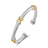 UNY Bracelet Designer Brand Inspired Antique Women Jewelry Cross Cable Wire Bangle Christmas Day Gifts (Triple)