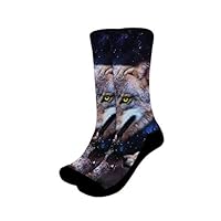 Instantart Crazy Funny Novelty 3d Print Galaxy Wolf Dress Sock Casual Athletic Sports Crew Tube Socks L/XL