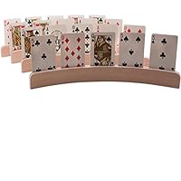 GrowUpSmart Set of 4 Wooden Playing Card Holders in Curved Design - 14" Size for Kids, Adults and Seniors Alike