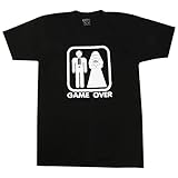 ゲームオーバー　「もう遊べません、、」  HEAD-T-015　男女兼用 おもしろ Tシャツ ジョーク パロディ メンズ 半袖 カットソー 丸首 メンズTシャツ ギャグ 贈り物 (M, ブラック) [並行輸入品]