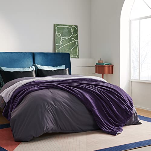 Bedsure Sherpa Fleece King Size Blanket for Bed Purple Thick Fuzzy
