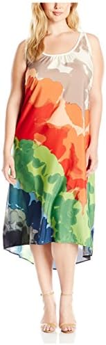 Melissa Masse Women's High-Low Shift Dress, Paradise Puff, 1X