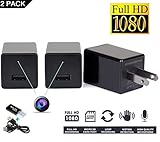 Spy Camera Charger 2 Pack Night Vision [2018 Model] Hidden Camera Adapter - Mini Spy Camera 1080p - USB Charger Camera - Hidden Spy Camera - Hidden Nanny Cam - Hidden Spy Cam