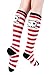 Sock It To Me Pirate Skull (Red)Striped Knee High Socks, One Size