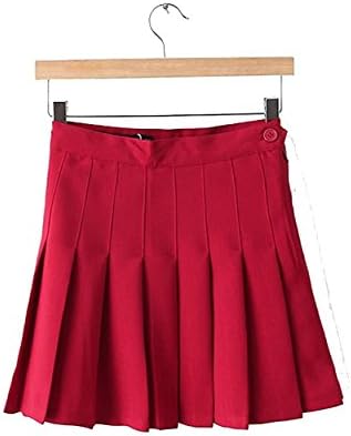 Minlovely Womens Stylish Slim High Waist Pleated Tennis Skirts Short XS Red
