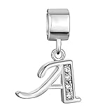 Nocary Letter Charms Initial A-Z Dangle Alphabet Clear Crystal Bead Compatible with Pandora Bracelet