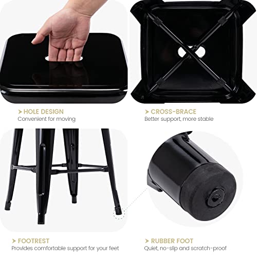 Vogue Furniture Direct 24" Black Backless Metal Bar Stools Indoor