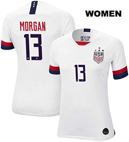 Women's Morgan #13 Rapinoe #15 Women's National Team Women's World Cup Jersey Home Soccer Jersey 4 Stars(S White#13)