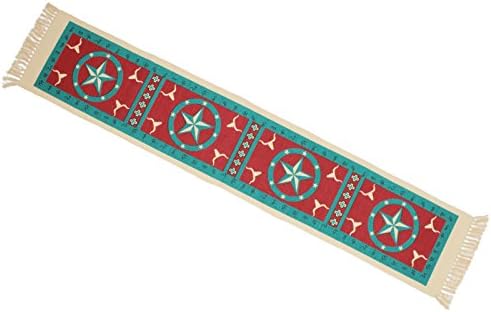 Splendid Exchange Southwestern Style Woven Cotton Stencil Table Runner, 72 Inches by 13 Inches, Green Star