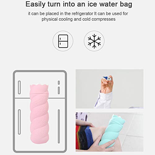2 in1 Microwave Heating Bottle Silicone Hot Water Bag/Refrigerator Cold Ice Bag for Pain Relief, Hot & Cold Therapies - Gift for Birthday, Christmas, Valentine's Day, Gift (Pink with Cover) - Thumbnail 5