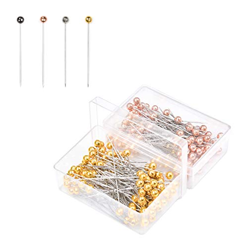 Sewing Pins,Multicolor Ball Plastic Head Pins Straight Quilting Pins for Dressmaker Jewelry Craft Decoration with Transparent Cases-4 Colors