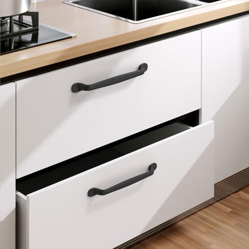 9BUILD 10 Pieces Black Kitchen Handles Hole Distance 160 mm Cabinets Kitchen Handles Furniture EU0053
