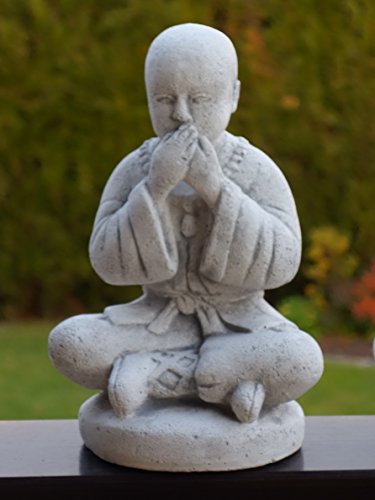 gartendekoparadies.de DREI Buddhas im Set, Steinfigur, H. 25 cm, 11 kg, Grau, frostsicher aus Steinguss für Außenbereich – Bild 6