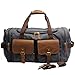 Kemy's Canvas Duffle Bag Oversized Genuine Leather Weekend Bags for Men and Women（Without Shoe Compartment）