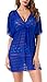 Costyleen Womens Summer Sexy See-through Bikini Cover up Sun Protective Beach Dress,Sapphireblue,Small