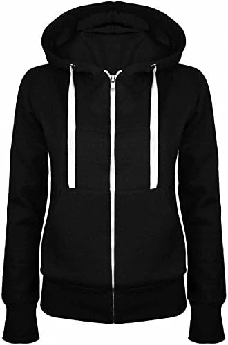 Hot Sale Hoodies Sweatshirt Ladies Women Men Coat Top 5 Colors Unisex Plain Zip Up Hooded Zipper black L